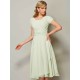 Modern Bateau Short Sleeves Ruffles Short Chiffon Bridesmaid Dresses