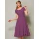 Modern Bateau Short Sleeves Ruffles Short Chiffon Bridesmaid Dresses