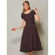 Modern Bateau Short Sleeves Ruffles Short Chiffon Bridesmaid Dresses