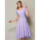 Modern Bateau Short Sleeves Ruffles Short Chiffon Bridesmaid Dresses