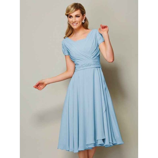 Modern Bateau Short Sleeves Ruffles Short Chiffon Bridesmaid Dresses
