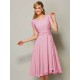 Modern Bateau Short Sleeves Ruffles Short Chiffon Bridesmaid Dresses