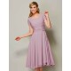 Modern Bateau Short Sleeves Ruffles Short Chiffon Bridesmaid Dresses