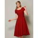 Modern Bateau Short Sleeves Ruffles Short Chiffon Bridesmaid Dresses