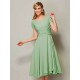 Modern Bateau Short Sleeves Ruffles Short Chiffon Bridesmaid Dresses