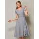 Modern Bateau Short Sleeves Ruffles Short Chiffon Bridesmaid Dresses