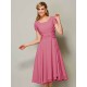 Modern Bateau Short Sleeves Ruffles Short Chiffon Bridesmaid Dresses