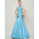Classy Sleeveless One Shoulders Pleats Long Taffeta Bridesmaid Dresses