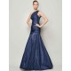 Classy Sleeveless One Shoulders Pleats Long Taffeta Bridesmaid Dresses