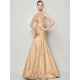 Classy Sleeveless One Shoulders Pleats Long Taffeta Bridesmaid Dresses