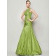 Classy Sleeveless One Shoulders Pleats Long Taffeta Bridesmaid Dresses