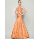 Classy Sleeveless One Shoulders Pleats Long Taffeta Bridesmaid Dresses