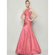 Classy Sleeveless One Shoulders Pleats Long Taffeta Bridesmaid Dresses