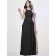 Modern Bateau Sleeveless Pleats Long Chiffon Bridesmaid Dresses