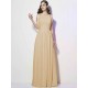 Modern Bateau Sleeveless Pleats Long Chiffon Bridesmaid Dresses