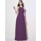 Modern Bateau Sleeveless Pleats Long Chiffon Bridesmaid Dresses