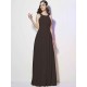 Modern Bateau Sleeveless Pleats Long Chiffon Bridesmaid Dresses
