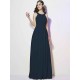 Modern Bateau Sleeveless Pleats Long Chiffon Bridesmaid Dresses