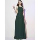 Modern Bateau Sleeveless Pleats Long Chiffon Bridesmaid Dresses