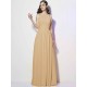 Modern Bateau Sleeveless Pleats Long Chiffon Bridesmaid Dresses