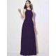 Modern Bateau Sleeveless Pleats Long Chiffon Bridesmaid Dresses