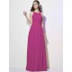 Modern Bateau Sleeveless Pleats Long Chiffon Bridesmaid Dresses