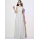 Modern Bateau Sleeveless Pleats Long Chiffon Bridesmaid Dresses