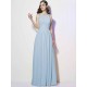 Modern Bateau Sleeveless Pleats Long Chiffon Bridesmaid Dresses
