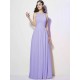 Modern Bateau Sleeveless Pleats Long Chiffon Bridesmaid Dresses
