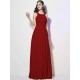 Modern Bateau Sleeveless Pleats Long Chiffon Bridesmaid Dresses