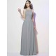 Modern Bateau Sleeveless Pleats Long Chiffon Bridesmaid Dresses