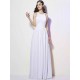 Modern Bateau Sleeveless Pleats Long Chiffon Bridesmaid Dresses