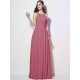 Modern Bateau Sleeveless Pleats Long Chiffon Bridesmaid Dresses