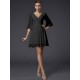 V-Neck Elegant 1/2 Sleeves Beading Short Chiffon Bridesmaid Dresses