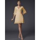 V-Neck Elegant 1/2 Sleeves Beading Short Chiffon Bridesmaid Dresses
