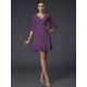 V-Neck Elegant 1/2 Sleeves Beading Short Chiffon Bridesmaid Dresses