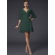 V-Neck Elegant 1/2 Sleeves Beading Short Chiffon Bridesmaid Dresses
