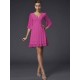 V-Neck Elegant 1/2 Sleeves Beading Short Chiffon Bridesmaid Dresses