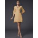V-Neck Elegant 1/2 Sleeves Beading Short Chiffon Bridesmaid Dresses