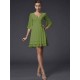 V-Neck Elegant 1/2 Sleeves Beading Short Chiffon Bridesmaid Dresses