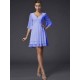 V-Neck Elegant 1/2 Sleeves Beading Short Chiffon Bridesmaid Dresses