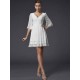 V-Neck Elegant 1/2 Sleeves Beading Short Chiffon Bridesmaid Dresses