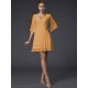V-Neck Elegant 1/2 Sleeves Beading Short Chiffon Bridesmaid Dresses
