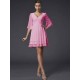 V-Neck Elegant 1/2 Sleeves Beading Short Chiffon Bridesmaid Dresses