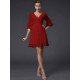 V-Neck Elegant 1/2 Sleeves Beading Short Chiffon Bridesmaid Dresses