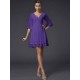 V-Neck Elegant 1/2 Sleeves Beading Short Chiffon Bridesmaid Dresses