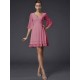 V-Neck Elegant 1/2 Sleeves Beading Short Chiffon Bridesmaid Dresses