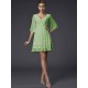 V-Neck Elegant 1/2 Sleeves Beading Short Chiffon Bridesmaid Dresses