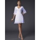 V-Neck Elegant 1/2 Sleeves Beading Short Chiffon Bridesmaid Dresses