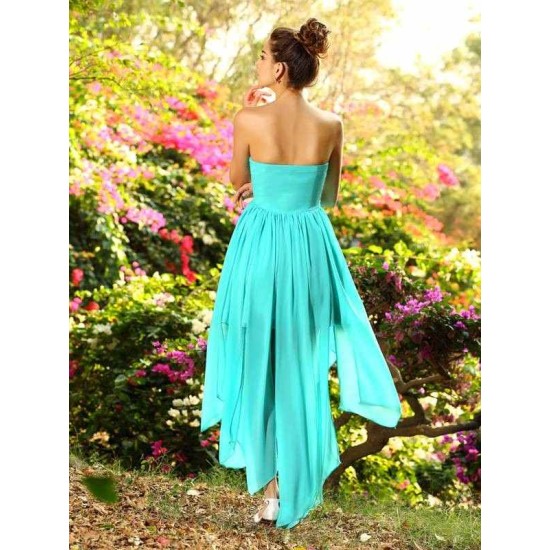 Gorgeous Sweetheart Beading Sleeveless High Low Chiffon Bridesmaid Dresses